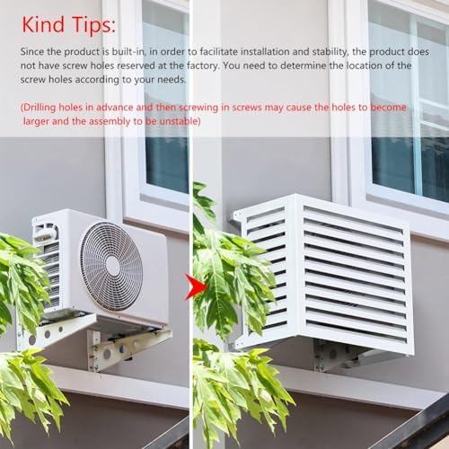 Aluminum Air Conditioner And Heat Pump Cover Hide Air Conditioner Cover For Outside Units Privacy Fence Screens Plant Storage Shelf Shutters Flower Rack Noise Reduction (Color : Wh