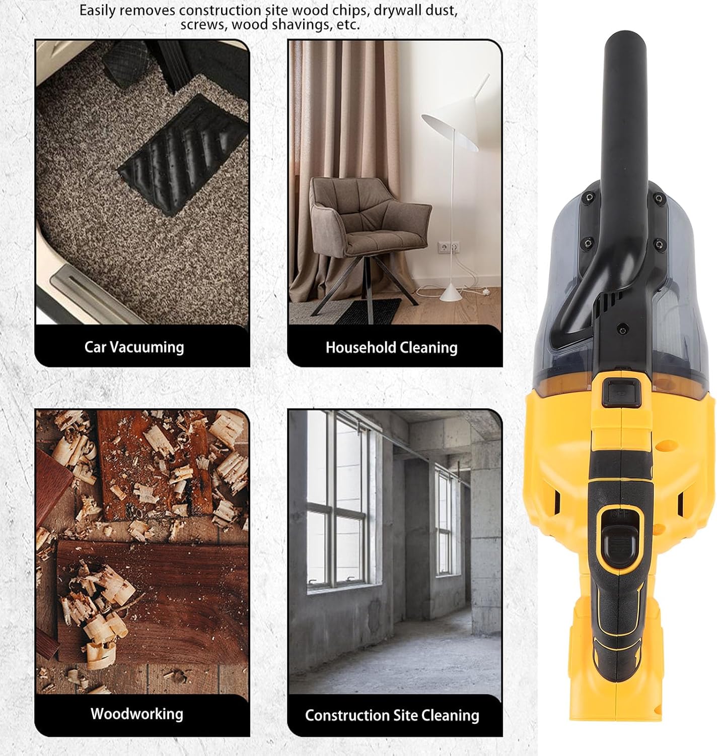 Handheld Vacuum Cleaner, Powerful Cleaning Car Vacuum Handheld Vacuum Cleaner with Ergonomic Non Slip Handle Portable Cordless Vacuum Cleaning Machine for Floor, Car, Home