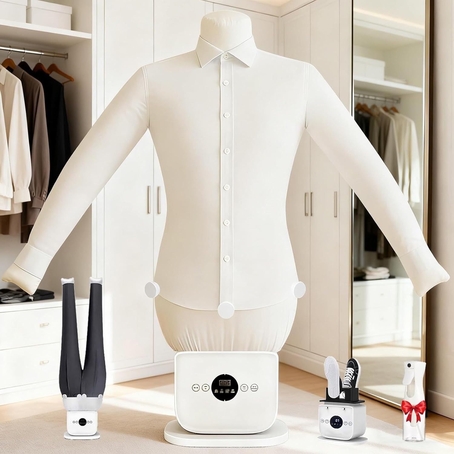 Portable Shirt Press & Wrinkle Remover,Compact 3 in 1 Hot Air Iron,8 Minutes Quick Ironed Dry, Adjustable Gentle on All Fabrics(A)