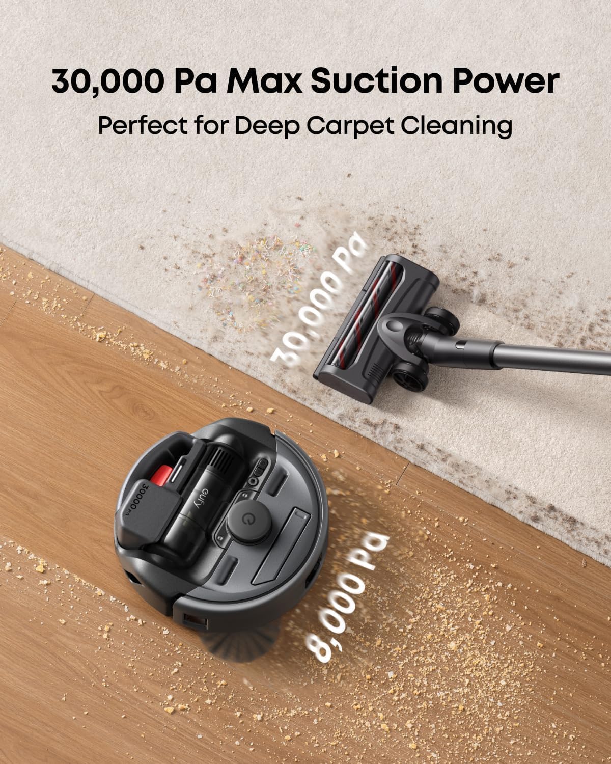 eufy Robot Vacuum 3-in-1 E20, with Versatile Stick and Handheld Vacuum Cleaner Combo,Self Emptying Up to 75 Days, Max 30,000Pa, Smart Obstacle Avoidance + Official Official 3X Dust Bags