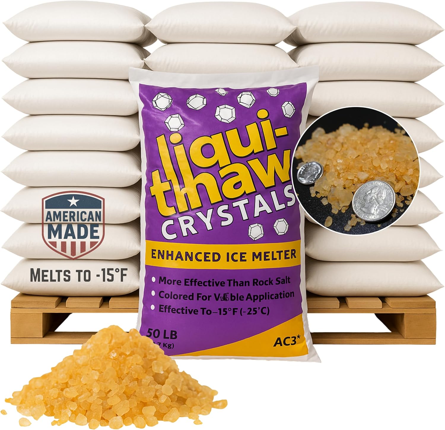 Bulk Ice Melt Pallet – Liqui-Thaw Fast-Acting Magnesium Chloride – Works to -25°F – Safer for Pets, Plants & Concrete – Bulk Snow & Ice Melter for Driveways & Walkways