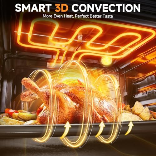 AMZCHEF Wall Ovens 24 inch Electric: 2800w Single Wall Oven with 6 Cooking Modes, 2.72 Cu.Ft. Electric Wall Oven, Convection Oven with Mechanical Knobs Control, Black