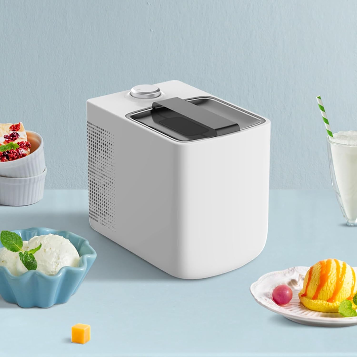 Ice Cream Maker Mini Ice Cream Machine Household Small Automatic Homemade Yogurt Ice Cream Machine Electronic Without Pre Cooling Table Top Ice Cream Machine，Fun Kitchen Appliance