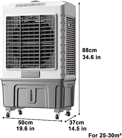 Swamp Cooler with Remote & 8H Timer, 6000CFM Evaporative Air Cooler w/ 13 Gal Water Tank, Portable 3-in-1 Air Conditioner, 3 Speeds & 4 Ice Packs, for Room Garage Patio(50x37x88cm/19.6x14.5x34.6in)