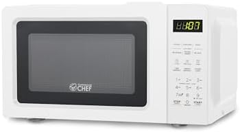 COMMERCIAL CHEF 0.7 Cubic Foot Microwave with 10 Power Levels, Small Microwave with Pull Handle, 700W Countertop up to 99 Minute Timer and Digital Display, White