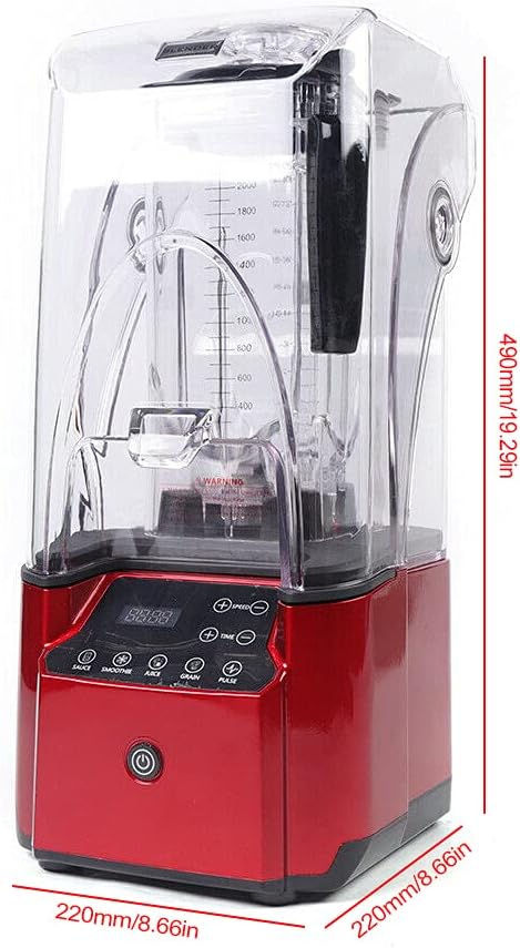 Soundproof Blender, 110V 2200W 2.2L Commercial Fruit Juice Smoothie Maker With Shield Quiet Sound Enclosure for Puree, Ice Crush, Shakes and Smoothies (2.2L,2200W)