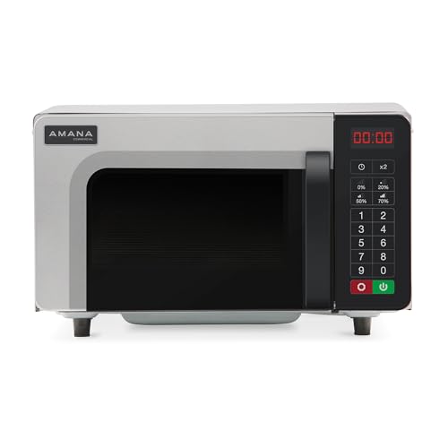 Amana RMS10TSA 1000 Watt Heavy-Duty Countertop Commercial Microwave Oven with Push Button Controls for Restaurant Buffet Catering | 0.8 Cu. Ft, 20
