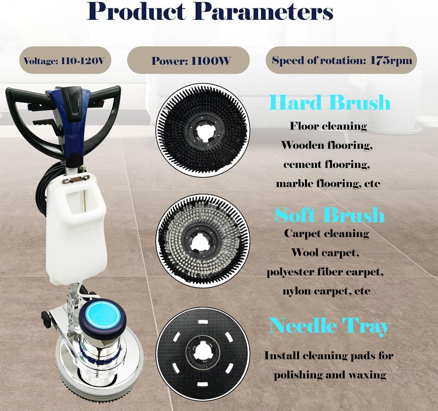 110V Floor Polishing Machine, Commercial and Industrial Floor Buffer, 18