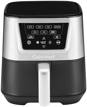 Cuisinart Air Fryer, Large 6-Quart Basket with 4 Cooking Functions to Air Fry, Bake, Roast, and Keep Warm, 3 Presets, PFAS-Free, Dishwasher-Safe Parts, AIR-180, Black & Stainless Steel