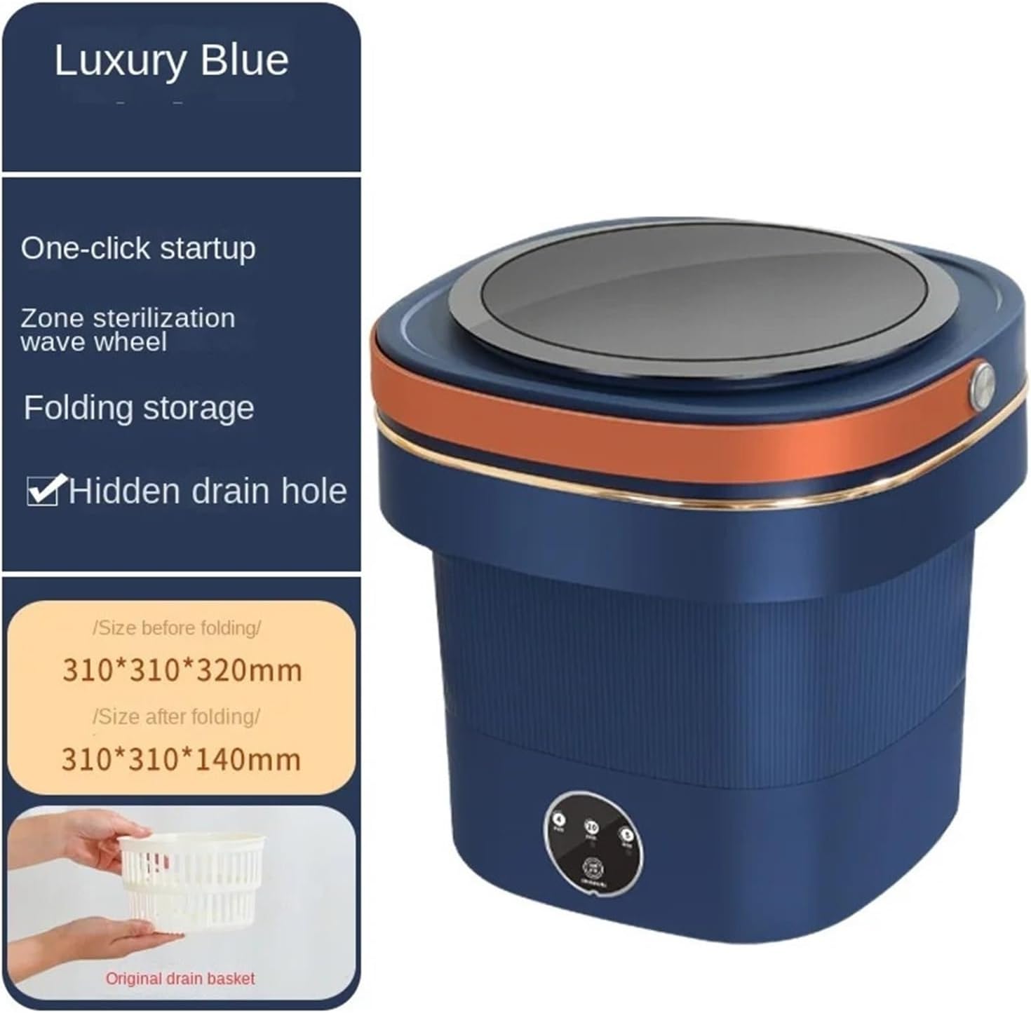 New Foldable Washing Machine 9L Big Capacity Portable Mini Socks Underwear Panties Washing Machine With Spinning Dry,for Travel,Camping, RV & Dorms