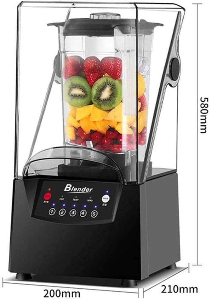 Blender Smoothie Maker, 2L Commercial Mixer Milkshake Smoothie Blender Machine for Shakes and Smoothies, Heavy Duty 2200W Stainless Steel Blade with Quiet Shield Sound Enclosure, 5 Presets