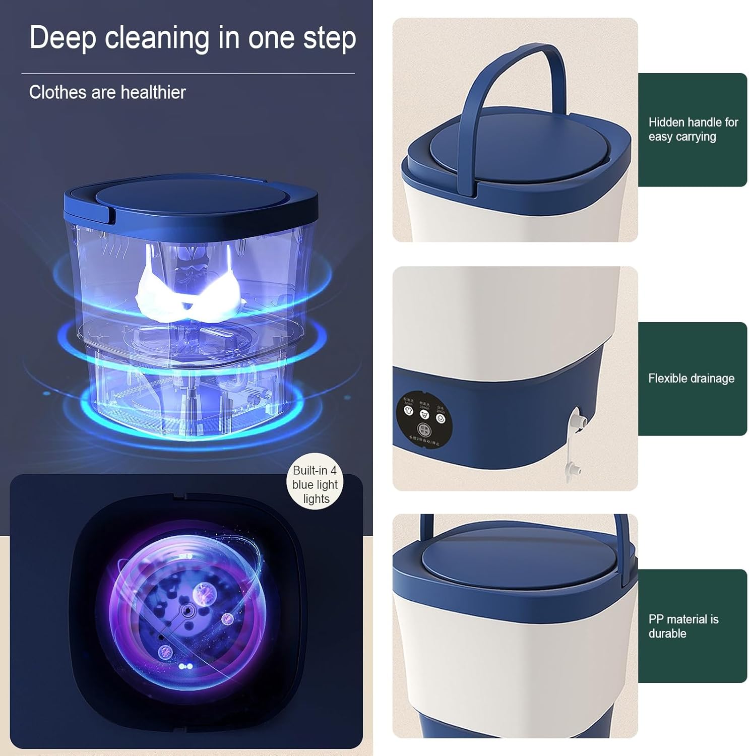 THAMBA Apartment Washer Small Portable Washing Machine Mini Washer 9L High Capacity with 2 Modes Deep Cleaning Washer for Underwear,Baby Clothes or Small Items (Color : Orange)