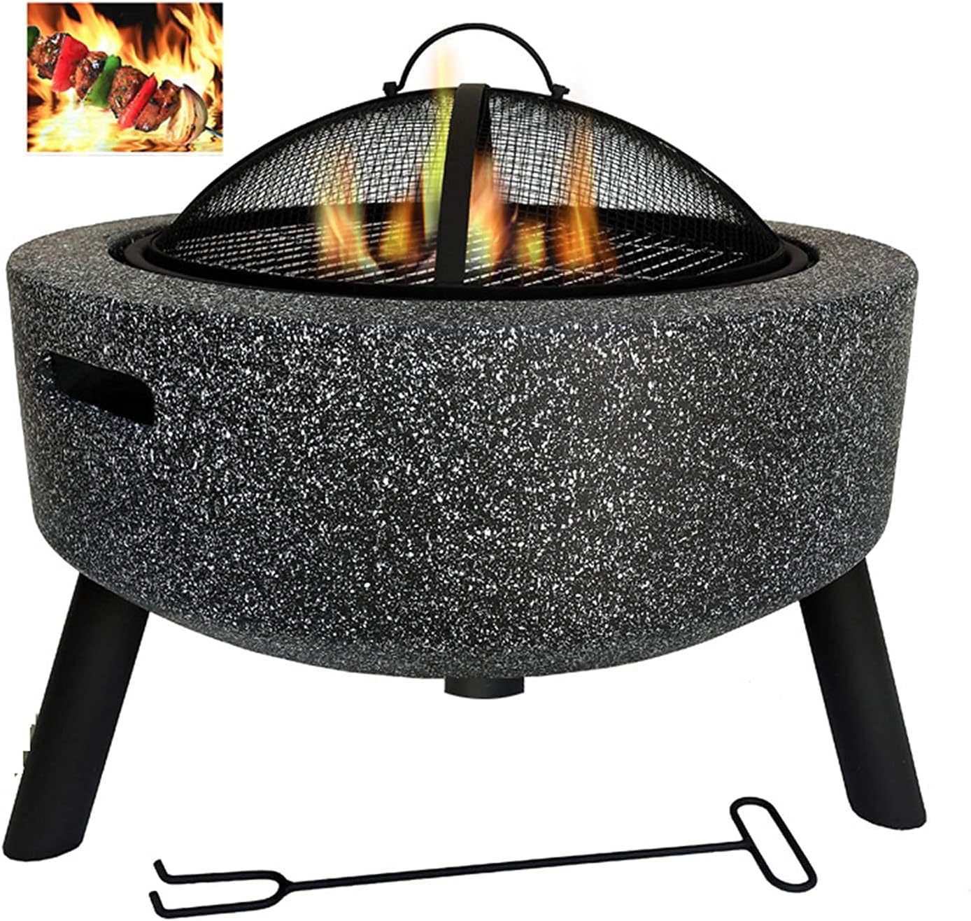 Outdoor Fire Pits Grill Bowl Barbecue/Fire Pit Outdoor Heaters & Fire Pits with Grill Grate for Camping/Outdoor Heating/Bonfire and Picnic