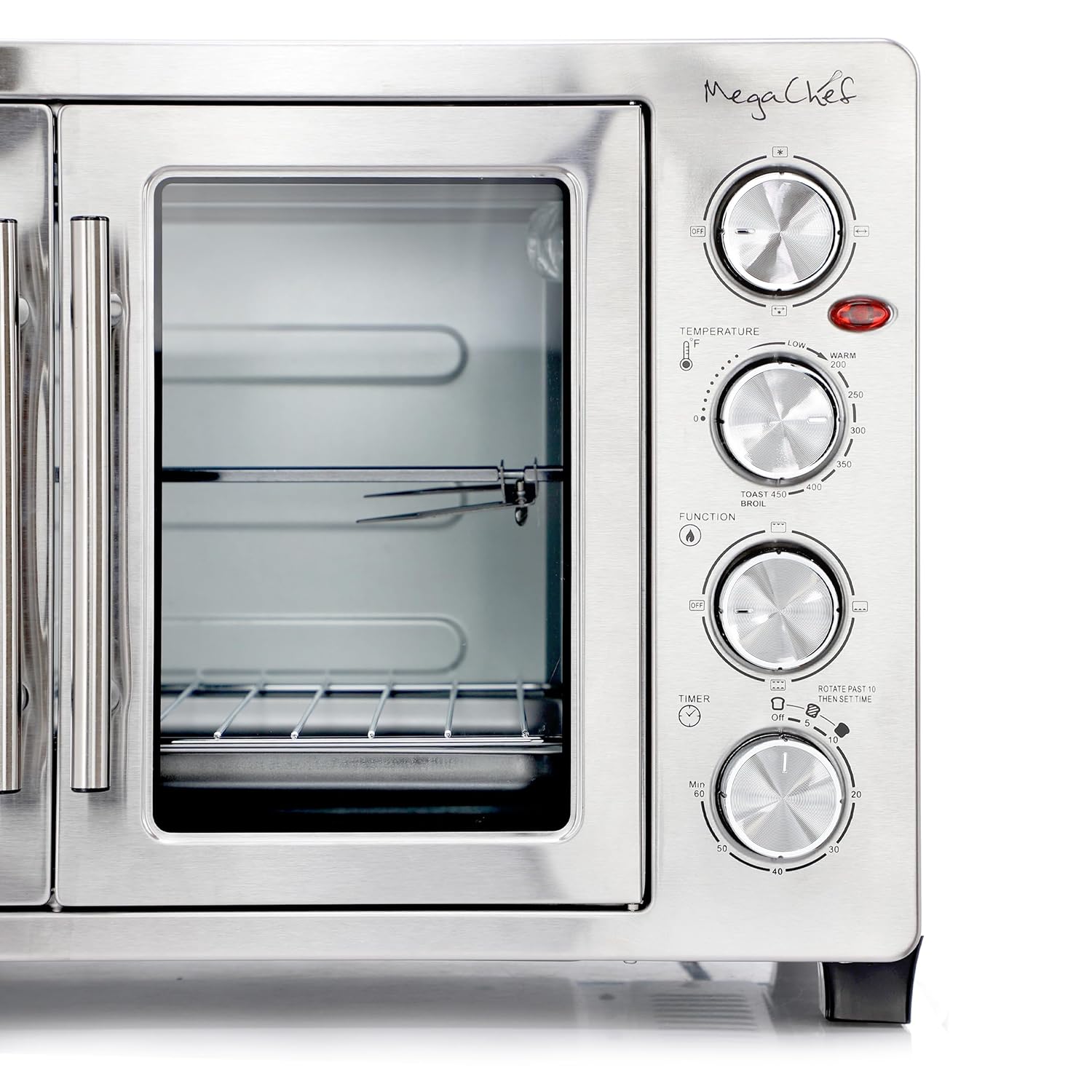 MegaChef 47 Quart Electric French Door Rotisserie Convection Counter Top Oven with Convection and Oven Lamp