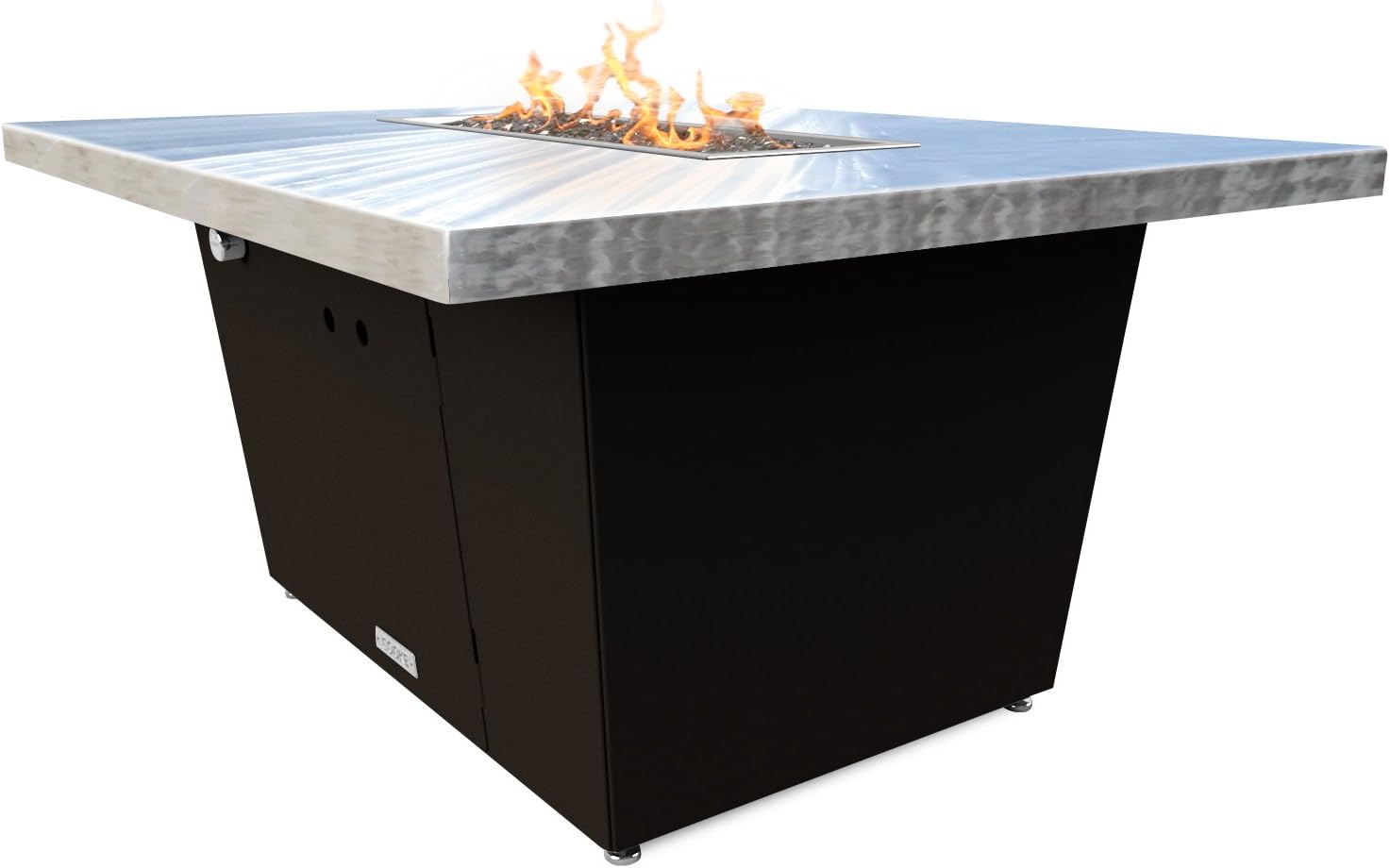 COOKE Palisades Rectangular Fire Pit Table - 44x36 - Chat Height - Propane - Brushed Aluminum Top with 3cm Edge - Bronze Powdercoat Base