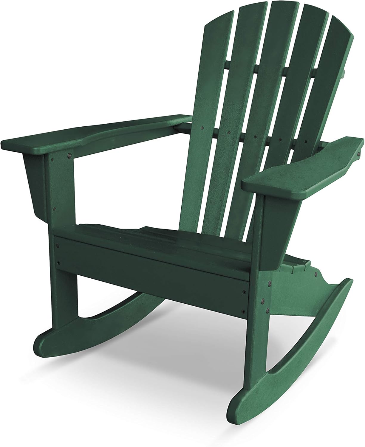 POLYWOOD Palm Coast Adirondack Rocking Chair, Green - Comfortable Outdoor Patio Furniture - Heavy-Duty HDPE Construction - Classic Design for Deck, Garden, Backyard & Fire Pit Seating