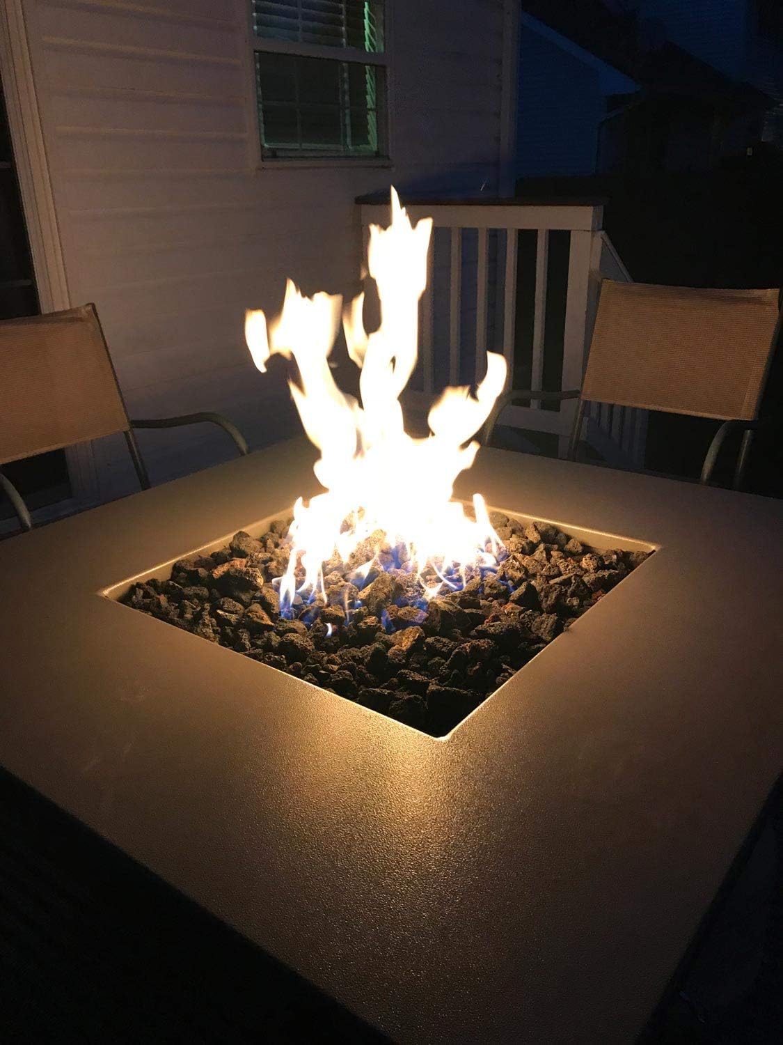 HPC Fire Push Button Flame Sensing Gas Fire Pit Kit (TOR-FPPK36-SQBL-FLEX-NG), 36x36 Pan, 30