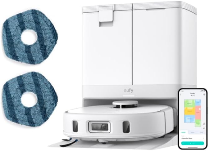 eufy B0DG5G9HQMeufy X10 Pro Omni Robot Vacuum White + 2 Washable Vacuum Mop Cloths