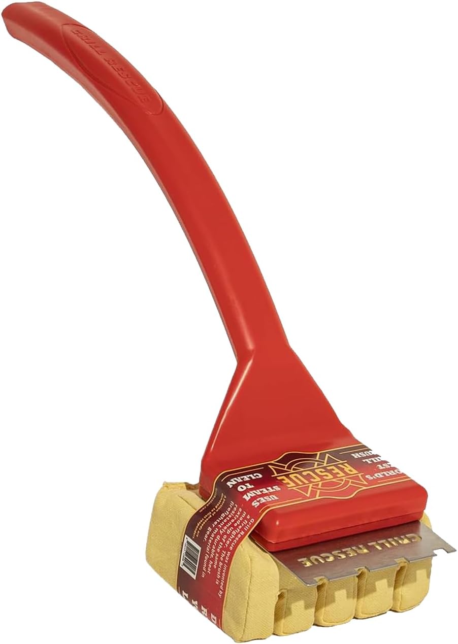 Grill Rescue BBQ Replaceable Scraper Cleaning Head, Bristle Free Grill Brush- Durable and Unique Scraper Tools for Cast Iron or Stainless-Steel Grates (Grill Grate Brush with Scraper)