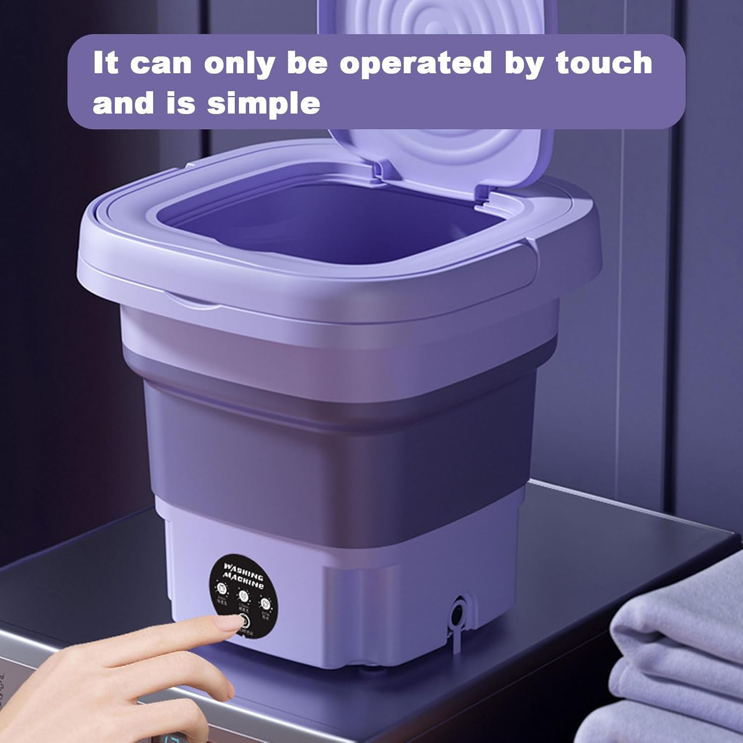 Generic Portable Washer and Dryer Combo, 8L Purple Mini Folding Washer, Top Load, Highly Efficient (Water, Energy), Small Portable Washing Machine for Apartments, Dorms, RV, Travel Laundry