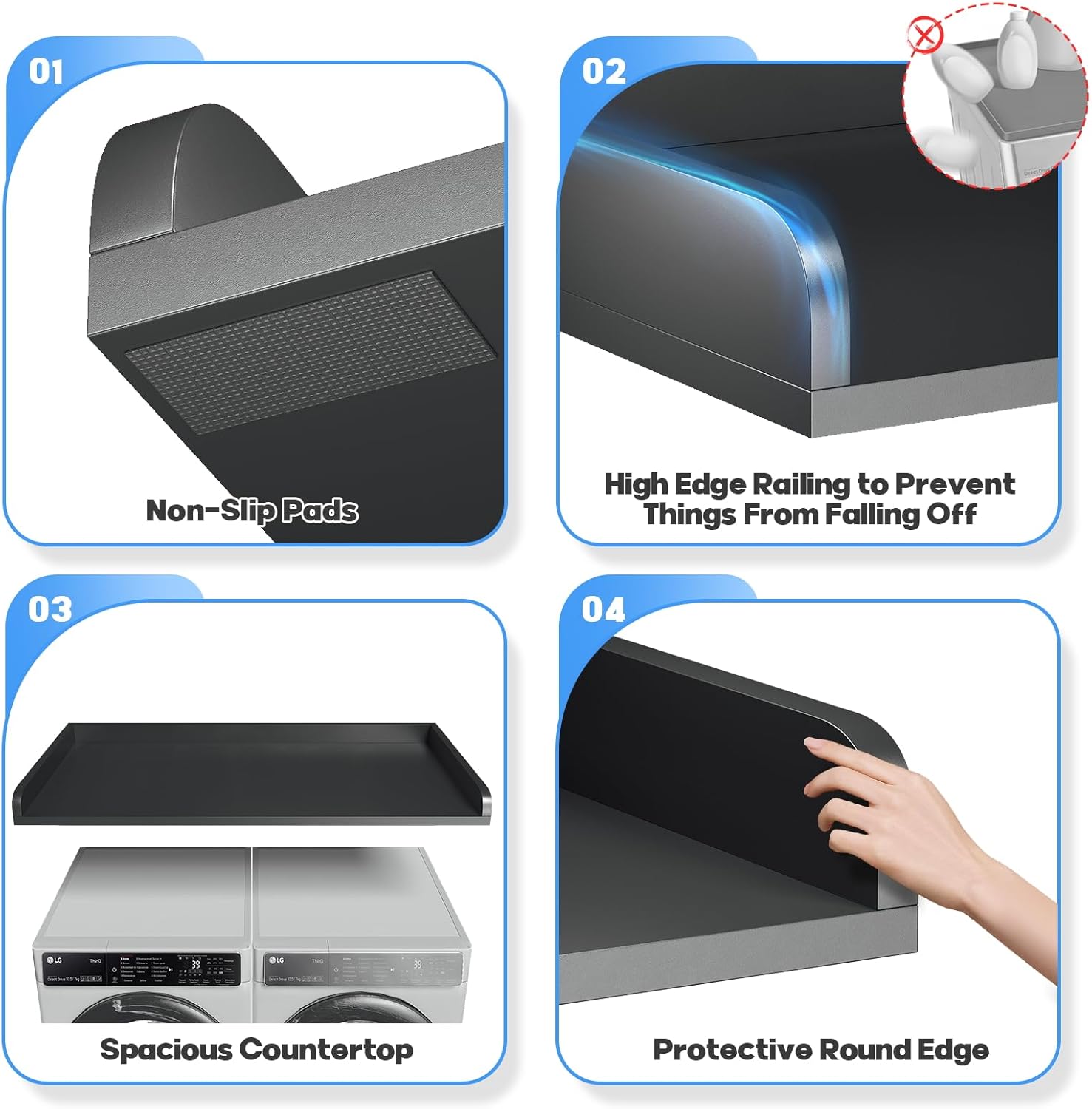 1-Tier Washer Dryer Countertop with 2.75