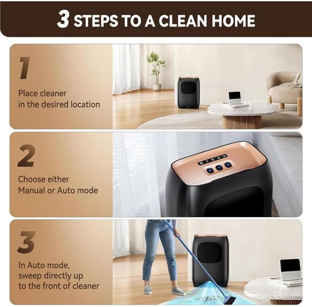 7L Pro Touchless Vacuum Automatic Dustpan, Hair Cleaning Processor, Electric Vacuum Cleaner with Nozzle, Canister Vacuum Cleaner Trash Can