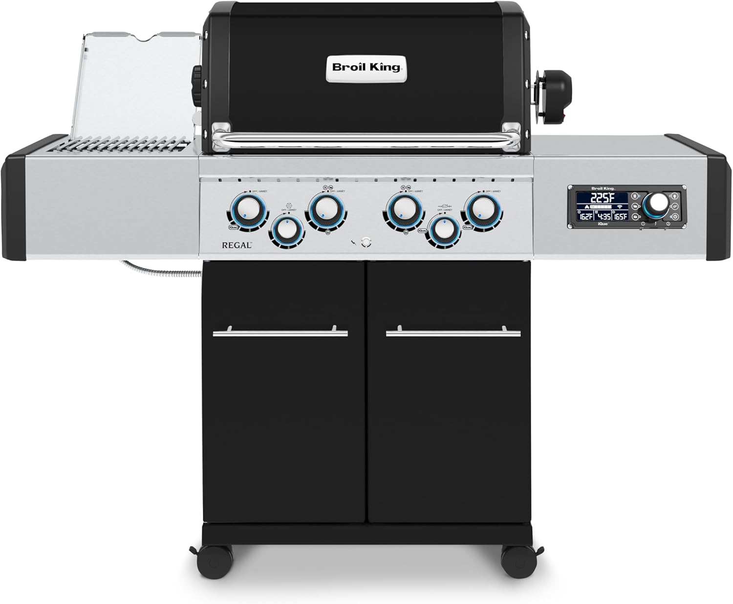 Broil King 687244 Regal Q 490 Pro IR 4-Burner Propane Gas Grill in Stainless Steel with Side Burner and Rear Rotisserie Burner