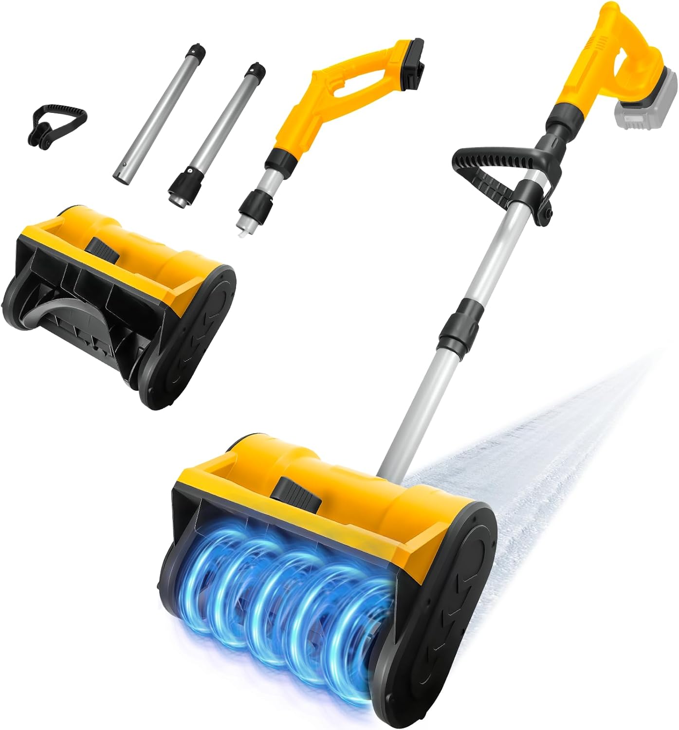 Cordless Snow Blower Compatible with Dewalt 20V Max Battery, 500W Electric Snow Shovel with Brushless Motor, 20ft Throwing Distance, Adjustable Front Handle, 12.8