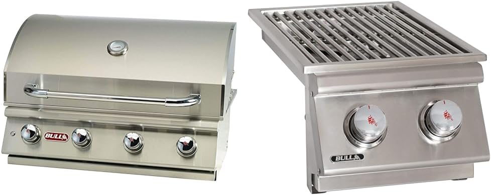 Bull Outdoor 87048 60K BTU Drop-In Grill Head & 30008 22K BTU Double Burner for Outdoor Kitchen