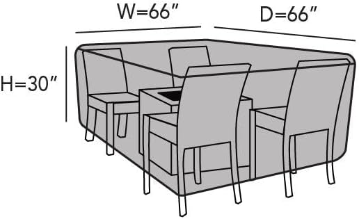 Covermates Square Firepit/Chair Set Cover - Weather Resistant Outdoor Cover, Fire Pit with Water-Resistant Chair Covers for Patio, Prestige 900D Polyester, Square 66W x 66D x 30H, Stone