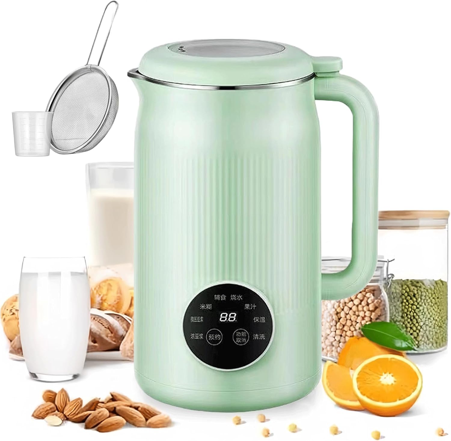 2026 Upgraded The 8-in-1 Multifunction Nut Milk & Juice Maker, 41oz Nutmilk Maker Blender, Automatic Soybean Oat Machine with Delay Start/Keep Warm/Boil Water, BPA-Free, Self-Cleaning (Green)