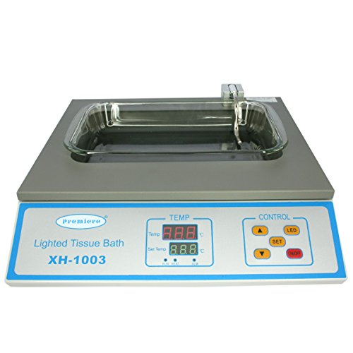 Premiere Lighted Tissue Floating Bath, 0.5 gal Capacity, LED Lighting and Temperature Control, Removable Glass Basin with Handles, 500-Watt Heater