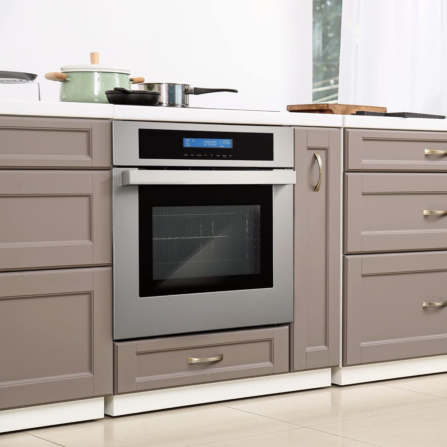 COSMO COS-C106SIX-PT 24 in. Lumin Collection 2.5 cu. ft. Electric Wall Oven, 8 Functions and True European Convection in Stainless Steel