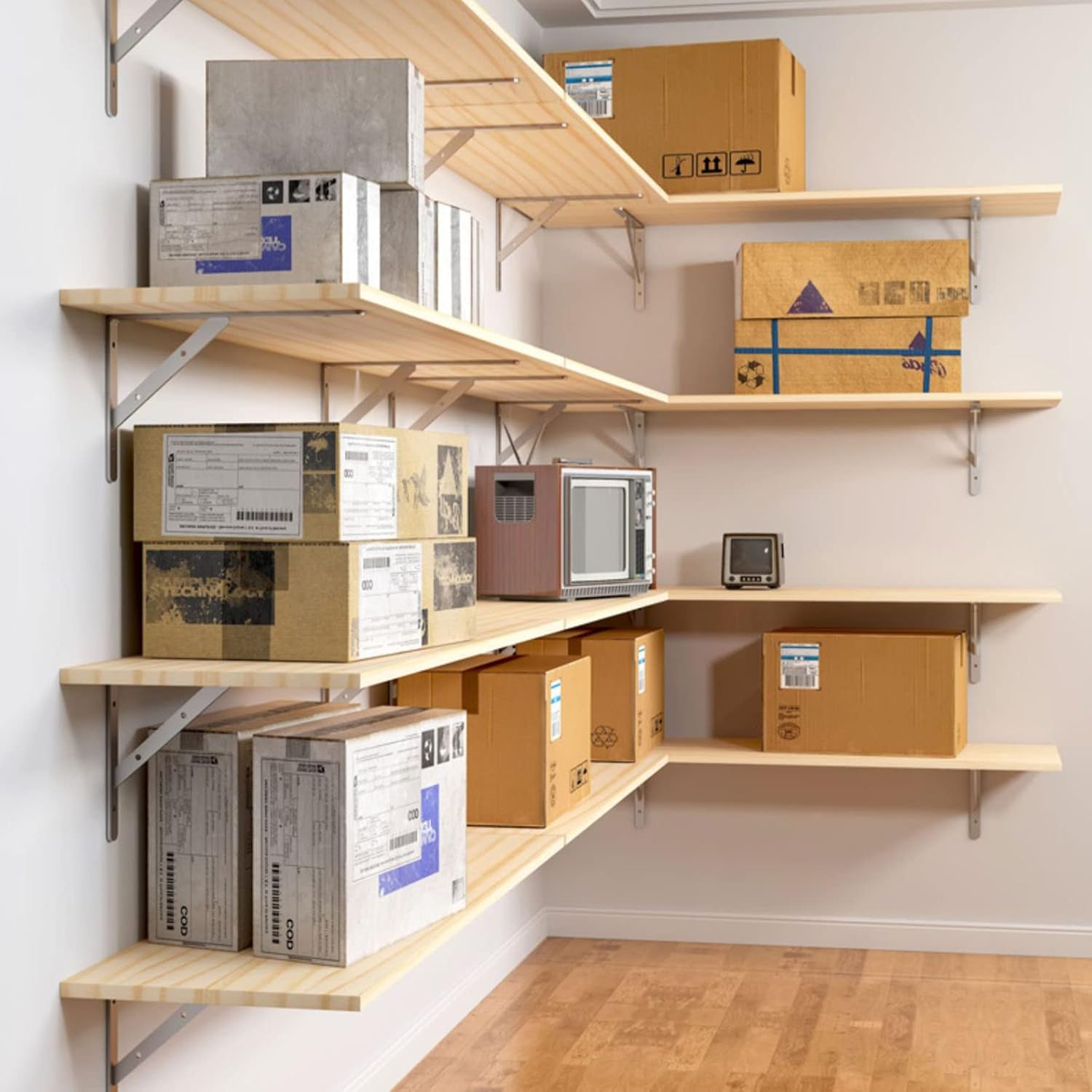 Wall Shelf Garage Storage Rack Wall Mounted Floating Shelves | Versatile Wood Shelves Floating Bookshelf for Home/Kitchen/Laundry/Restaurant/Bar | Appliance & Equipment Metal Shelving