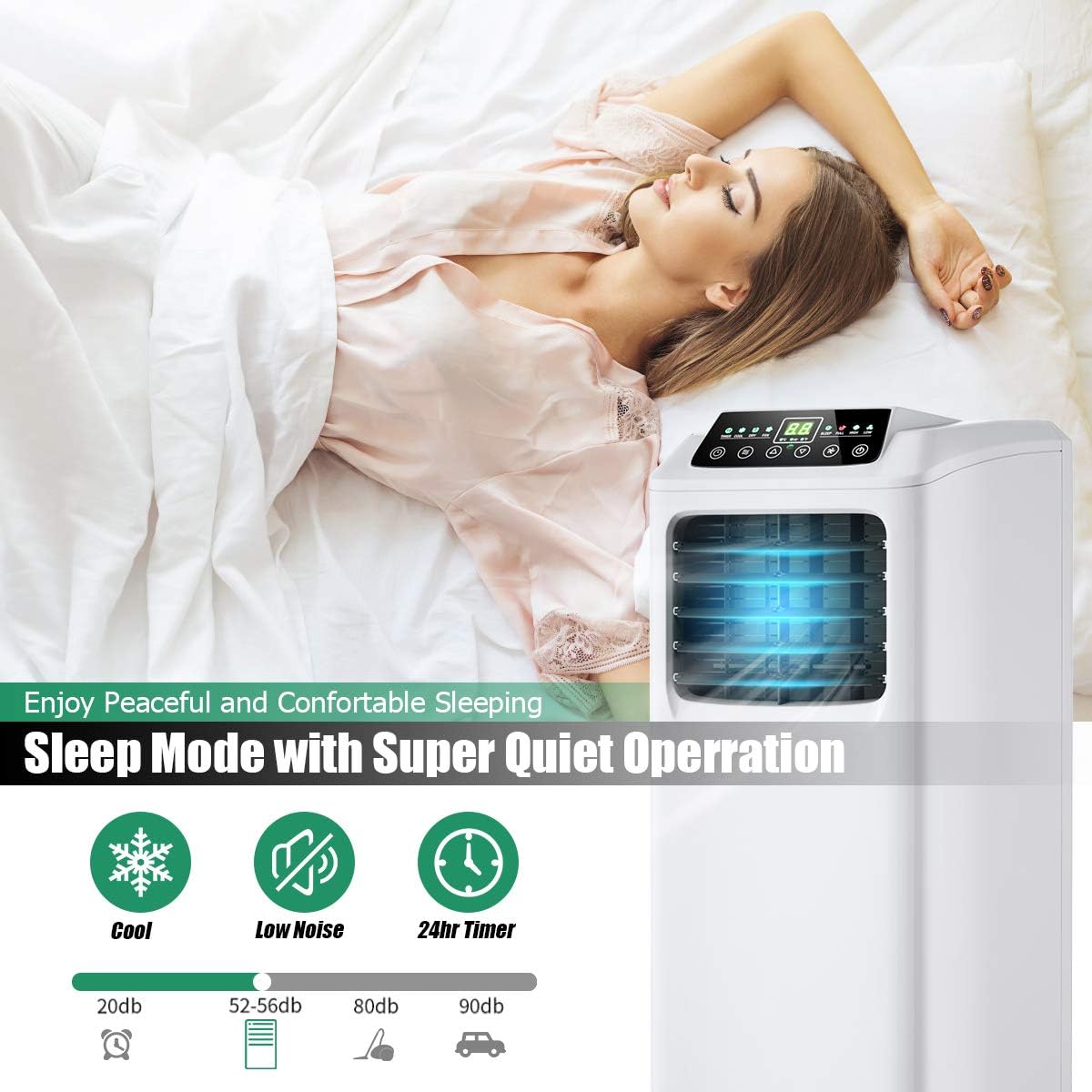 Portable Air Conditioner Easy-cool 3-in-1 Floor AC Unit with Dehumidifier,Fan Modes,Remote Control,Complete Window Mount Exhaust Kit for Rooms