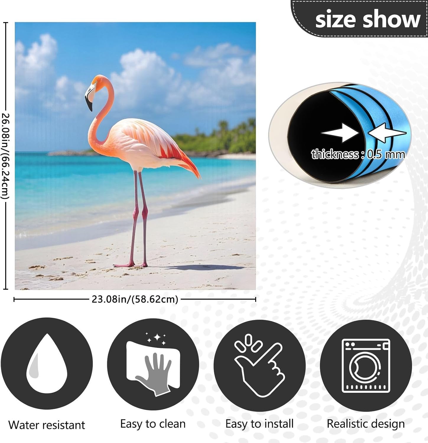 Dishwasher Magnet Cover Large Magnetic Stickers Flamingo Beach Sea Front Dishwasher Cover Reusable Decal for Home Kitchen Anti-Scratch Refrigerator Decorative Lid Washing Machine Laundry 23