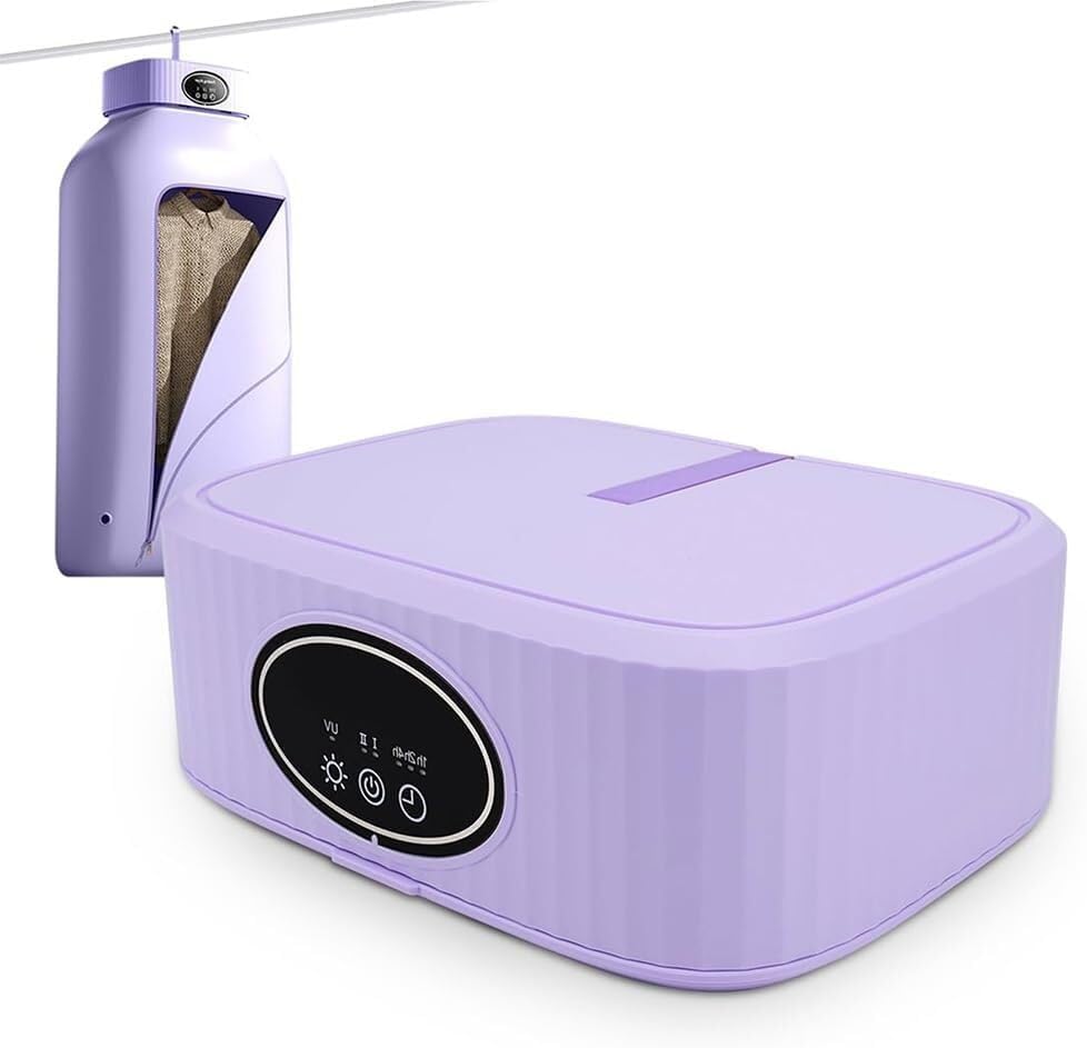 Foldable Dryer, Multifunctional Compact Dryer, Hanging Dryer with Timer Function, Household Small Dryer(Lavenderpurple)