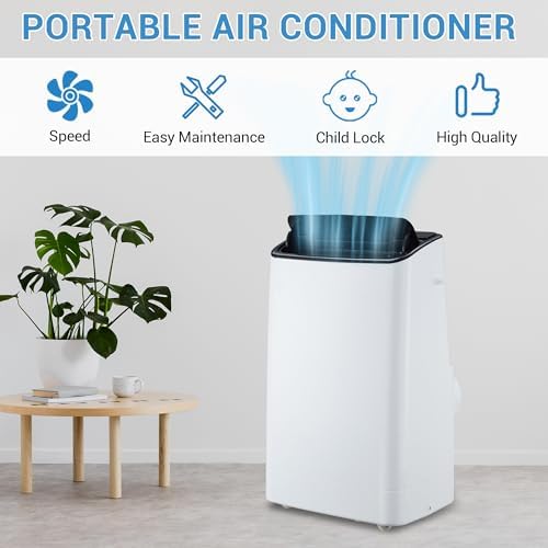 GarveeLife 14000 BTU Portable Air Conditioners with Remote Control, 3-in-1 Free Standing Cooling AC Unit with Fan & Dehumidifier, Cools Room up to 750 sq.ft, Smart/Sleep Mode, 3 Speed, 24H Timer