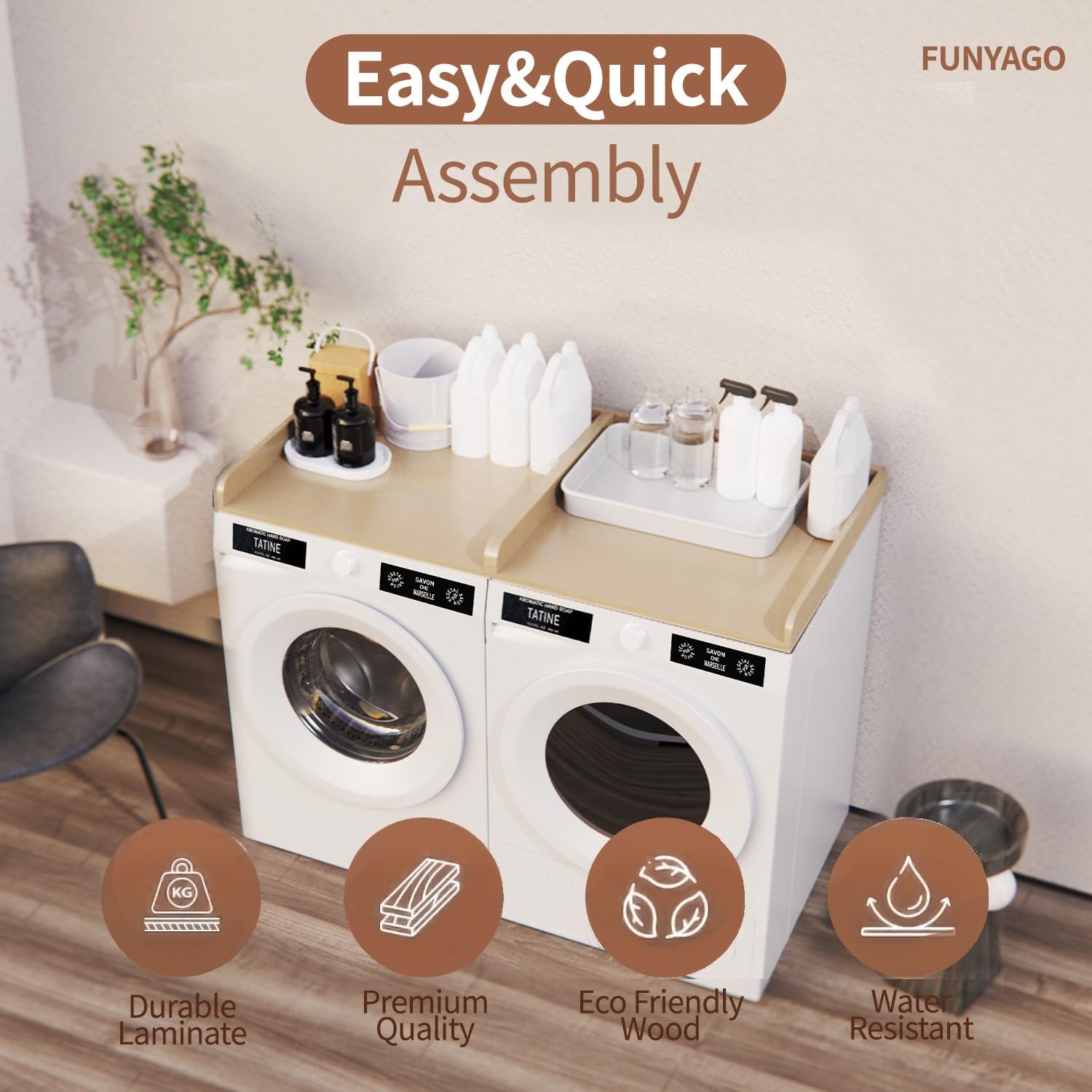 Washer Dryer Countertop with Shelf, 54