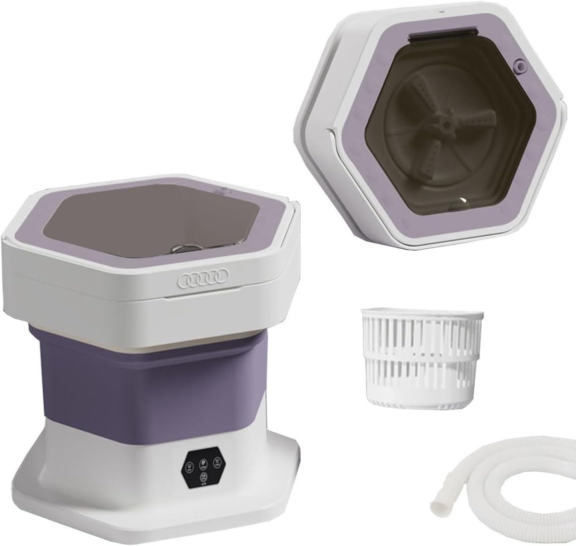 12x11x11in Small Washing Machine 2 In 1 Mini Washing Machine 8L Capacity Foldable Travel Washing Machine For Home, Dorm, Apartment, RV, Outdoor Use(Purple)