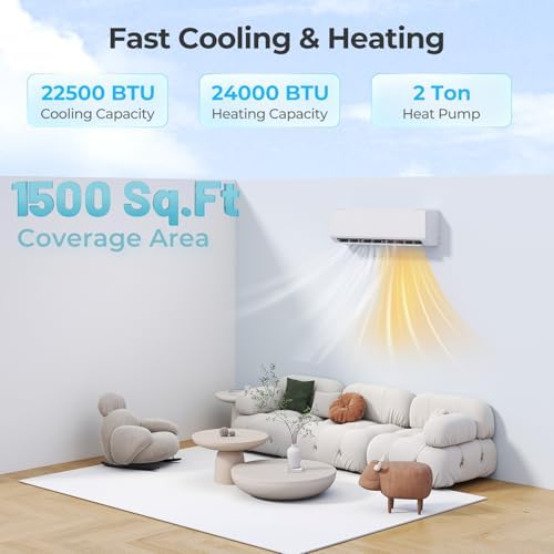 SIMOE 24,000 BTU Wifi Enabled Mini Split Air Conditioner & Heater with Inverter, SEER2 25, 220V, Cools Up to 1500 Sq.Ft, Compatible with Alexa, Pre-Charged Heat Pump, White