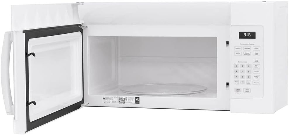 GE JVM3160DFWW 1.6 Cu. Ft. Over-the-Range Microwave Oven White Bundle with Premium 2 YR CPS Enhanced Protection Pack