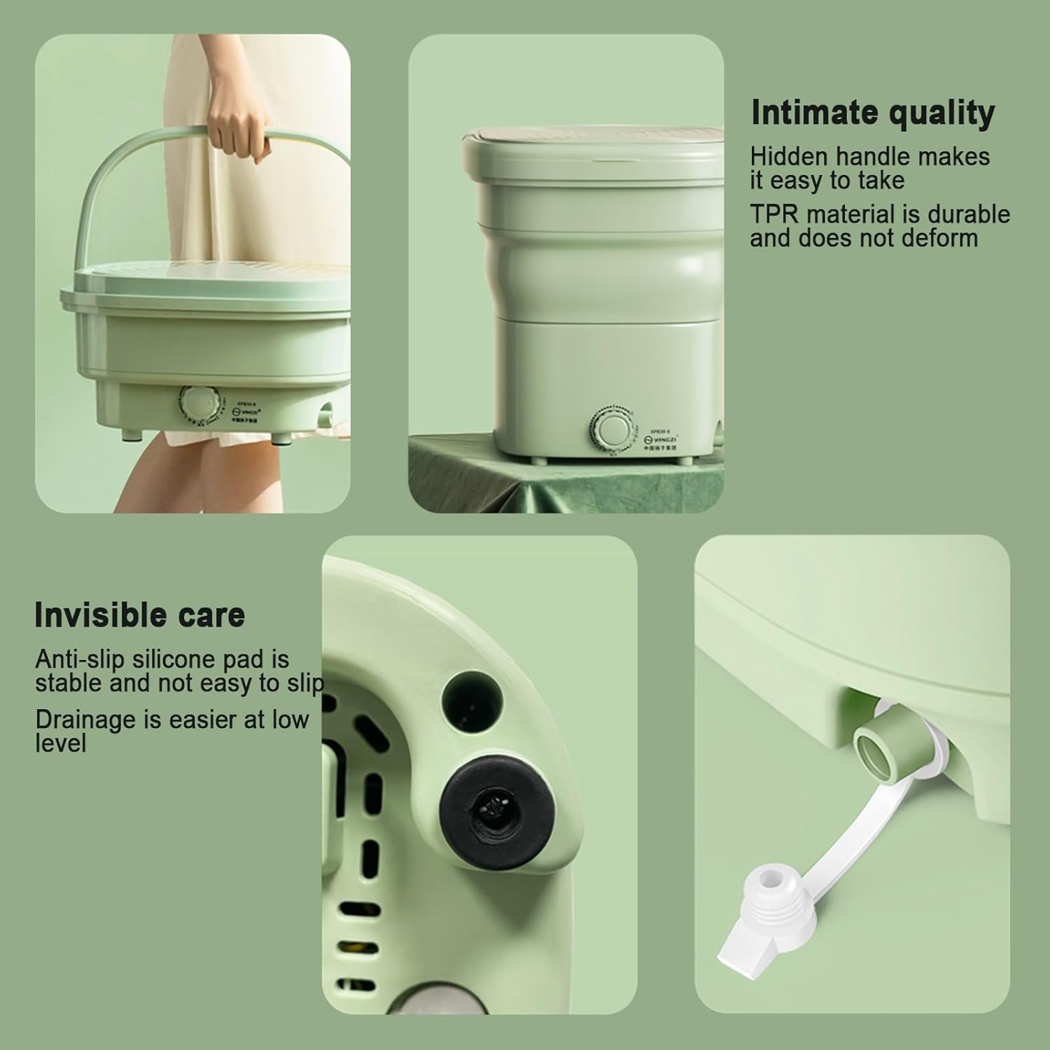 THAMBA Foldable Large Capacity Dormitory Washing Machine for Kids, Portable Washer Machine for Clothes, Socks (Color : Blue, Size : Small)