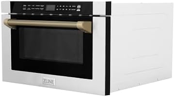 ZLINE Autograph Edition 24 in. 1.2 cu. ft. Built-in Microwave Drawer in Stainless Steel and Champagne Bronze Helix Handle (MWDZ-1-H-KCB)