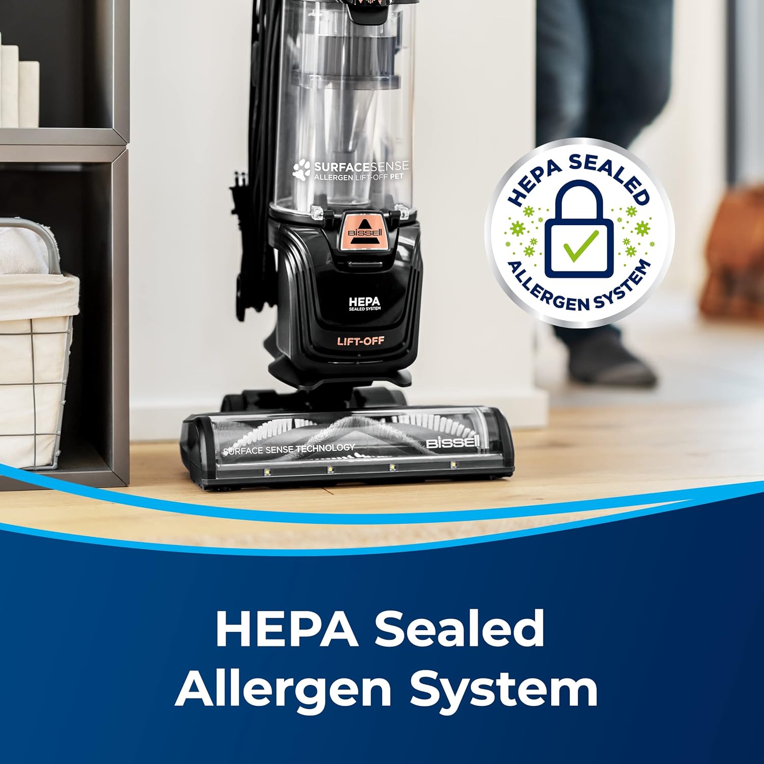 Bissell SurfaceSense Allergen Lift-Off Pet Upright Vacuum, with Tangle-Free Multi-Surface Brush Roll, LED Headlights, & Lift-Off Technology