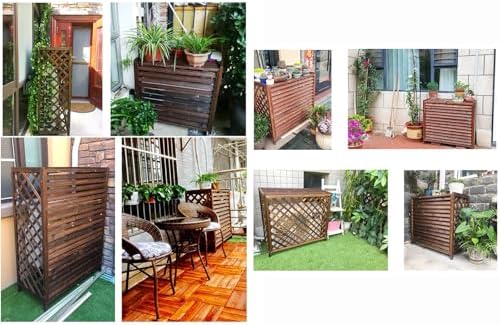 Ac Covers Decorative Ac Unit Cover Wood Air Conditioner Covers for Outside with Top Cover, Plant Stand Brown A