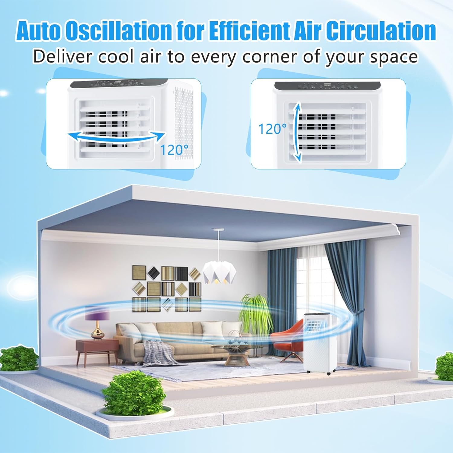 KOTEK Portable Air Conditioners, Cools up to 250 Sq.Ft, 8000 BTU 3-in-1 AC Unit for Bedroom with Dehumidifier, Fan & Sleep Mode & Window Kit, Room Air Conditioner Portable for Home Office (8000BTU)