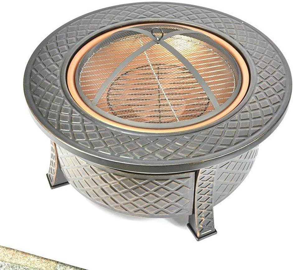 Outdoor Fire Pit Bonfire Wood Burning Patio Coal Grill Firepit for Outside Grill Charcoal Smokeless Grill with Spark Screen Poker and Fireplace Cover Stove Grill