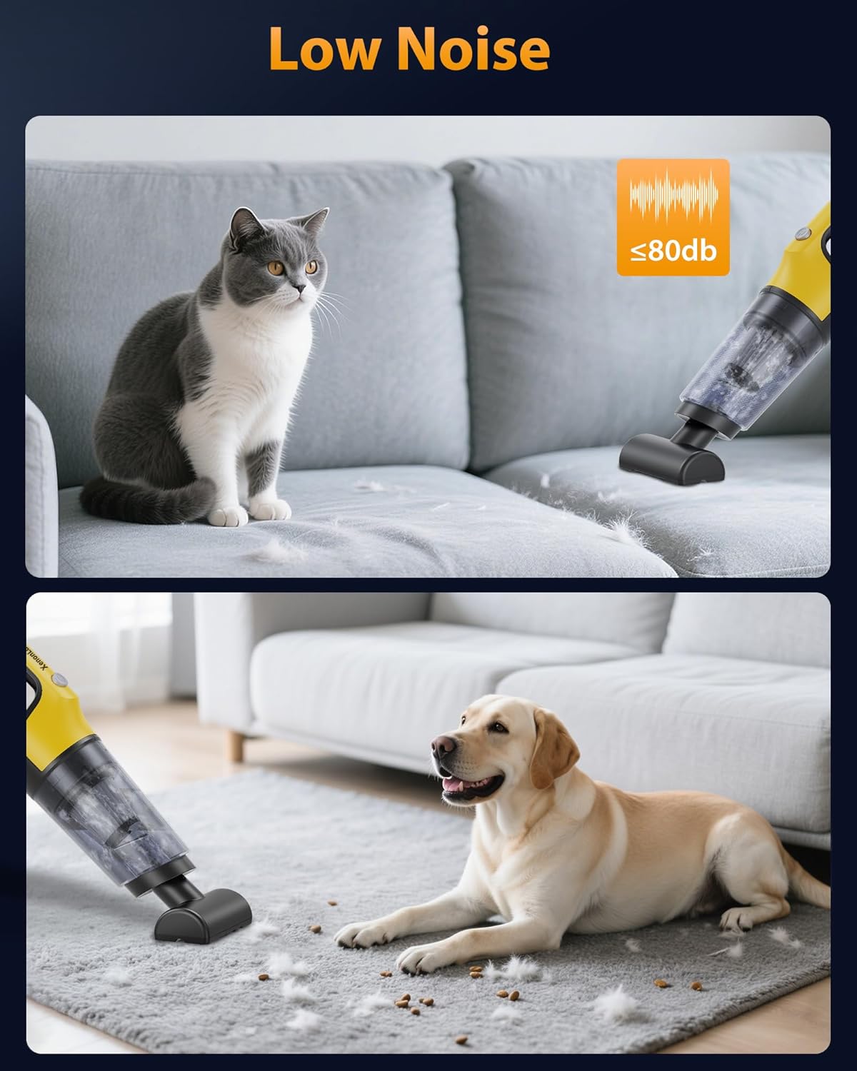 Handheld Vacuum Cordless 1.1 Pounds Car Vac 10000PA Hand Held Vacuums 4-in-1 Hand Vac Cordless Rechargeable HEPA Filter Large Capacity Dust Cup for Car Office Home Pets Hair (Buttercream)