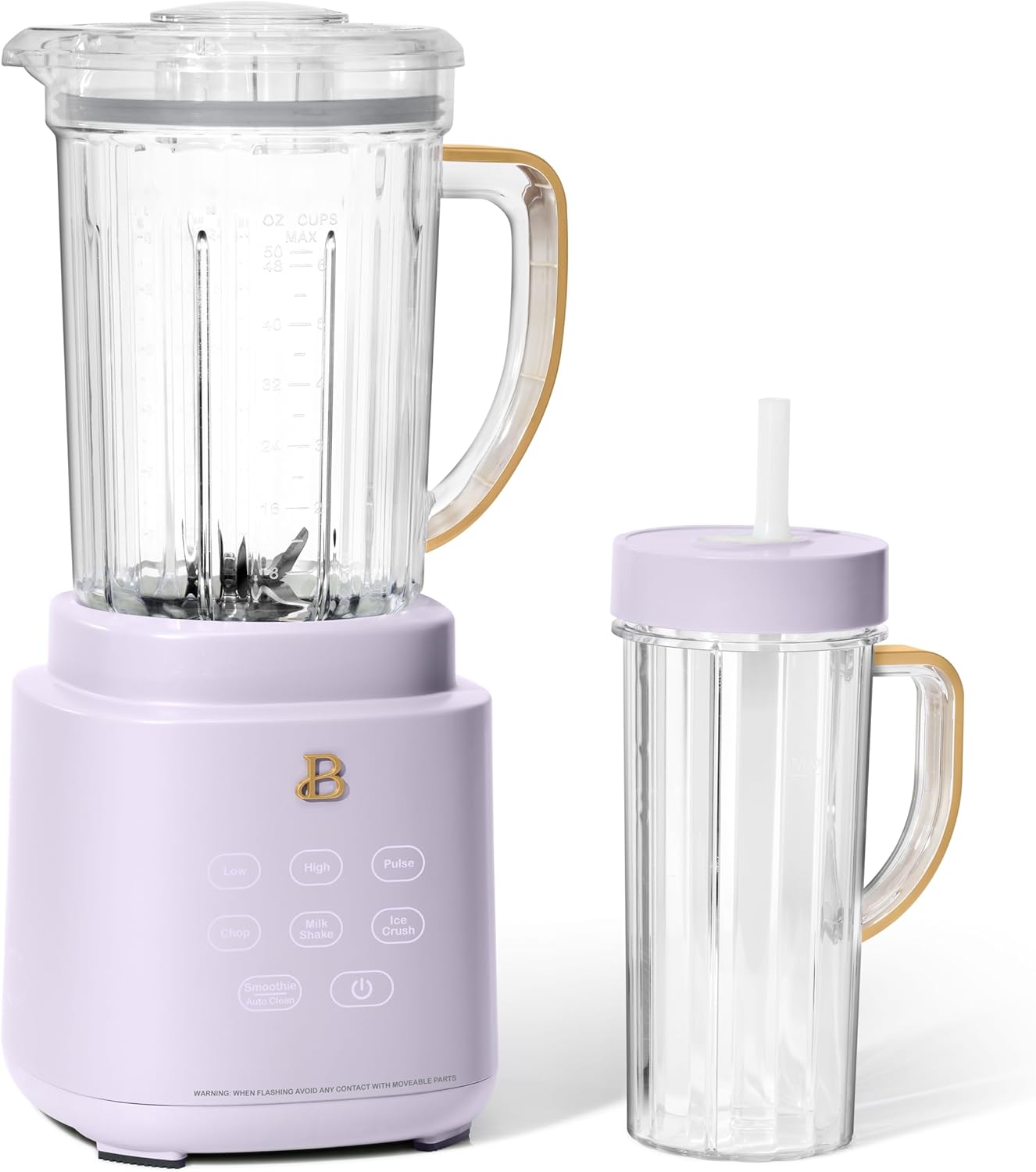 B'eautiful PowerExact High-Performance 700-Watt Blender by Drew Barrymore, 50-Ounce Pitcher, Stainless 4-Tip Blade, 3 Speeds + 4 Presets, Dishwasher-Safe Parts, Travel Cup Included (Lavender)
